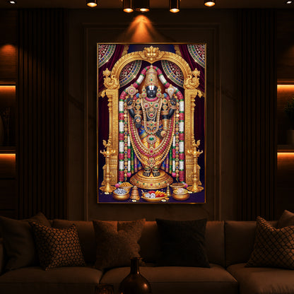 Venkateshwara Swamy Modern Luxury Backlight Vertical Wall Art