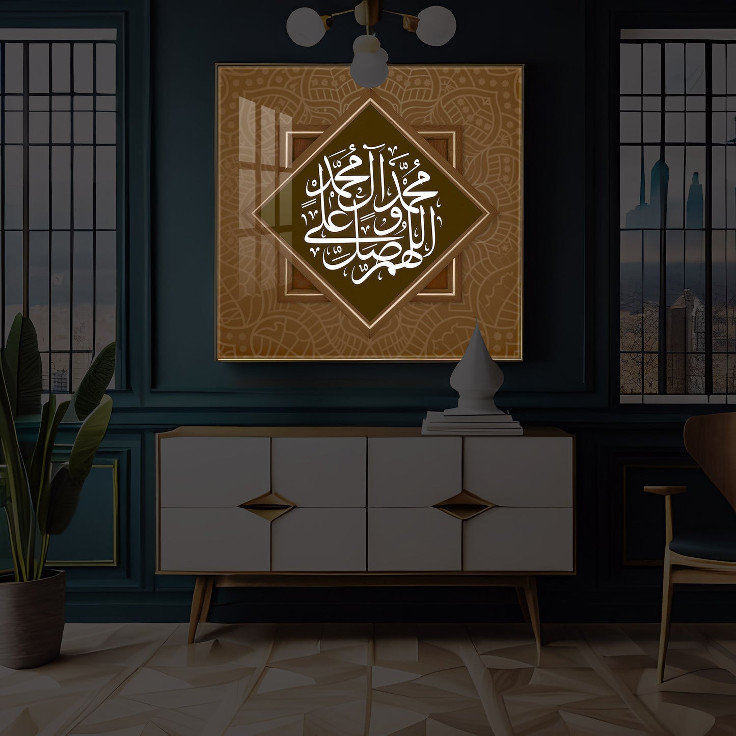 Elegant Arabic calligraphy Modern Luxury Backlight Square Wall Art