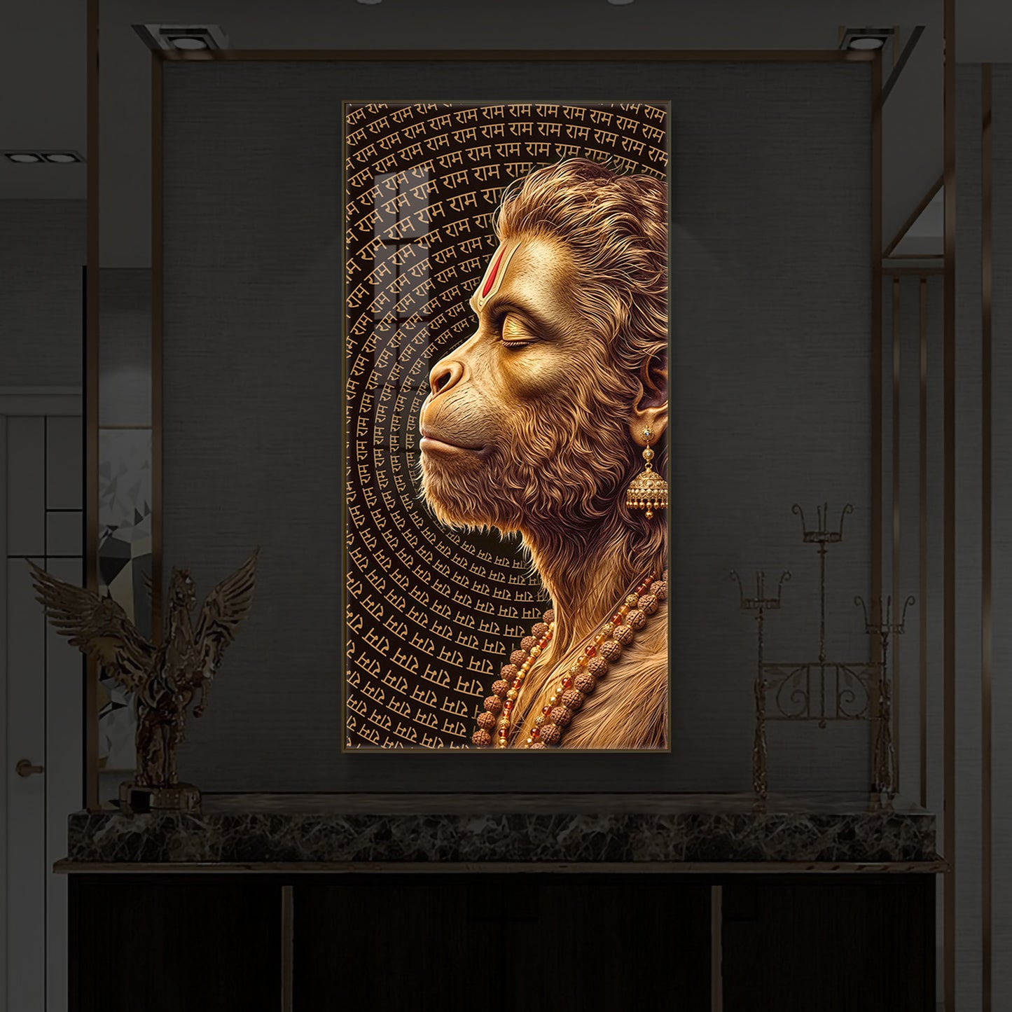 Hanuman Ji Modern Luxury Backlight Vertical Wall Art