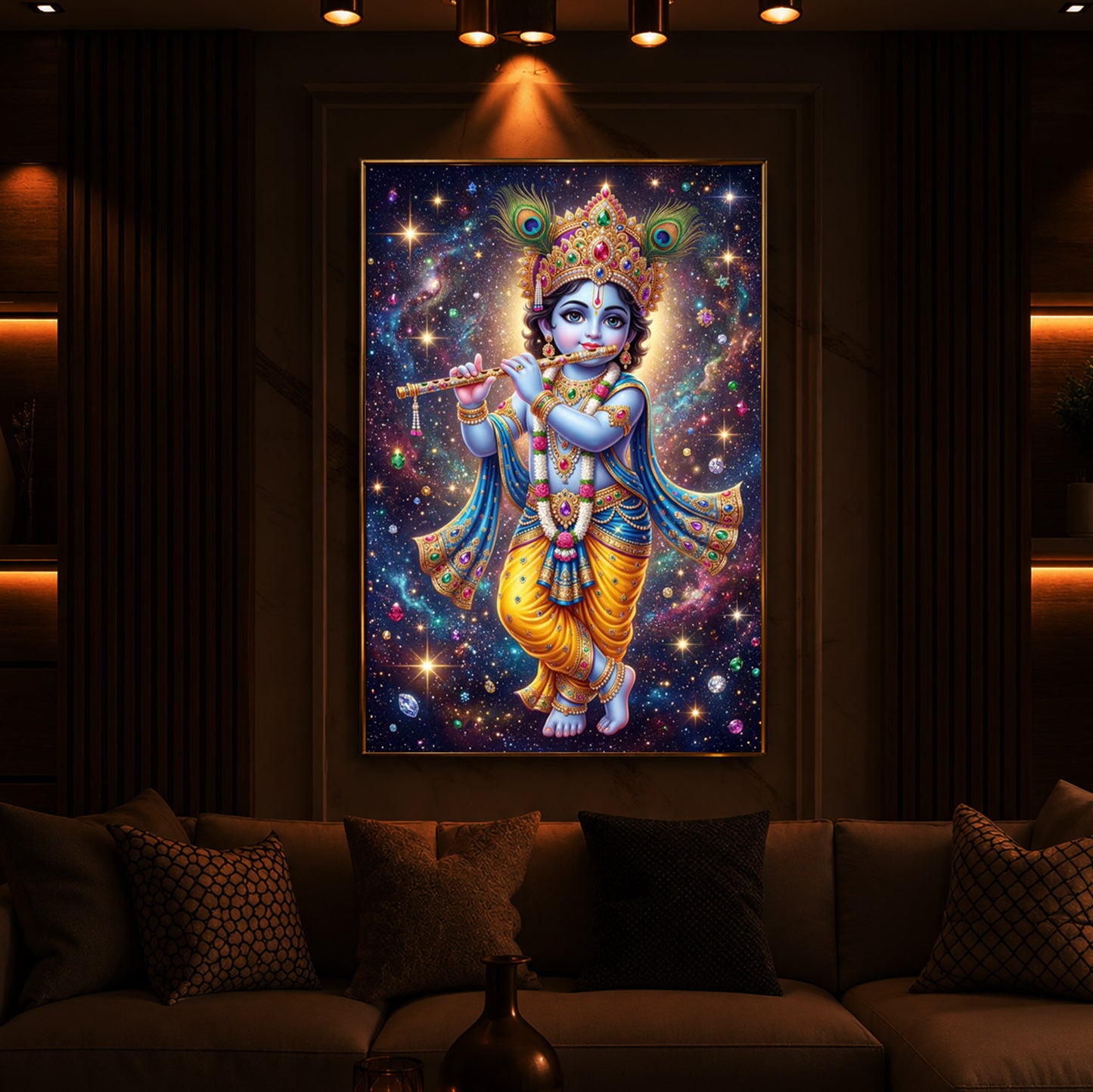 Bal Shree Krishna Modern Luxury Backlight Vertical Wall Art