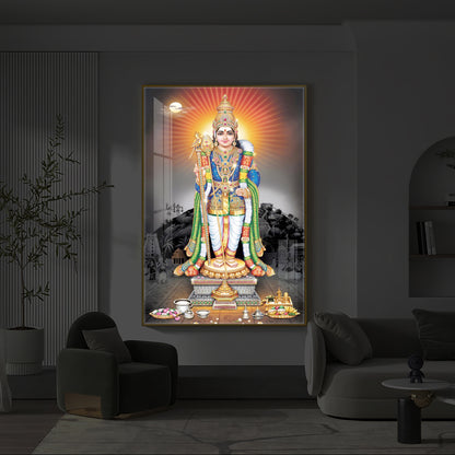 Lord Kartikeyan Modern Luxury Backlight Vertical Wall Art