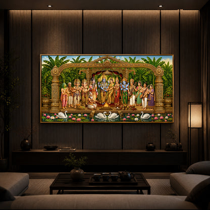 Hindu Deities Srinivasa Kalyanam Modern Luxury Backlight Horizontal Wall Art