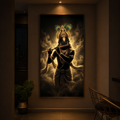 Krishna Modern Luxury Backlight Vertical Wall Art