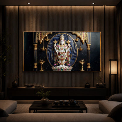 Lord Tirupati Balaji Modern Luxury Backlight Horizontal Wall Art
