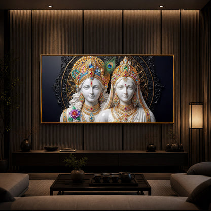 Generic Radha Krishna Modern Luxury Backlight Horizontal Wall Art