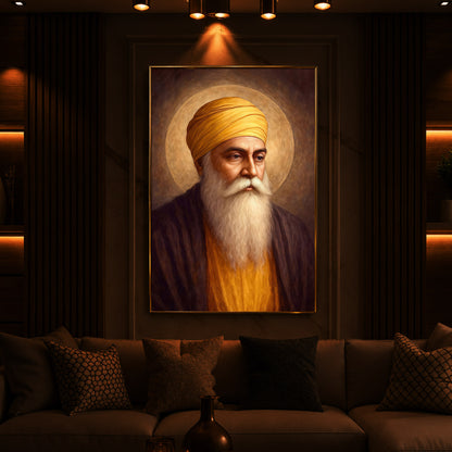 Guru Nanak Dev Ji Modern Luxury Backlight Vertical Wall Art