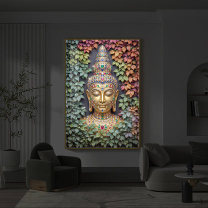Colorful Gautam Buddha Modern Luxury Backlight Vertical Wall Art