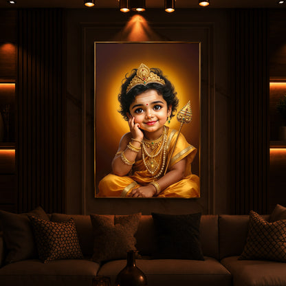 Baby Murugan Modern Luxury Backlight Vertical Wall Art