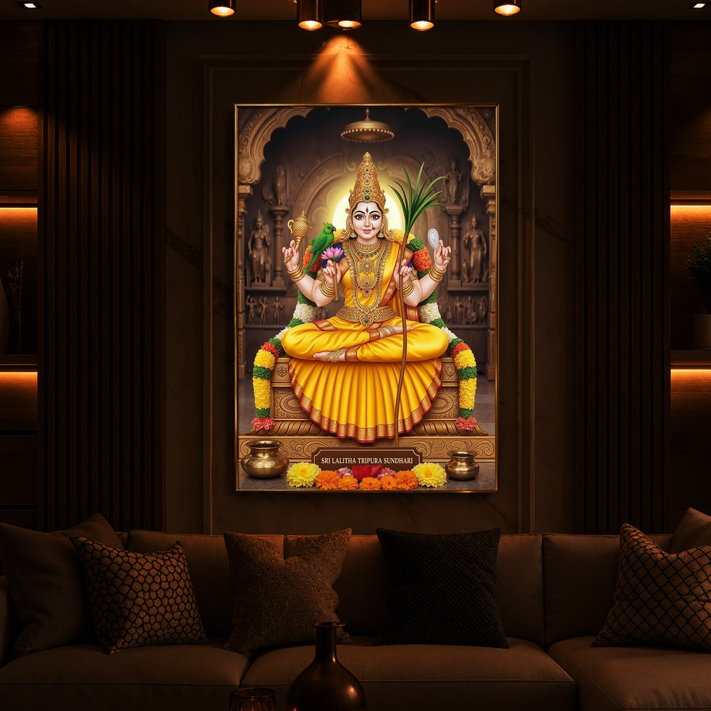 Sri Vidhya Sadhana Modern Luxury Backlight Vertical Wall Art