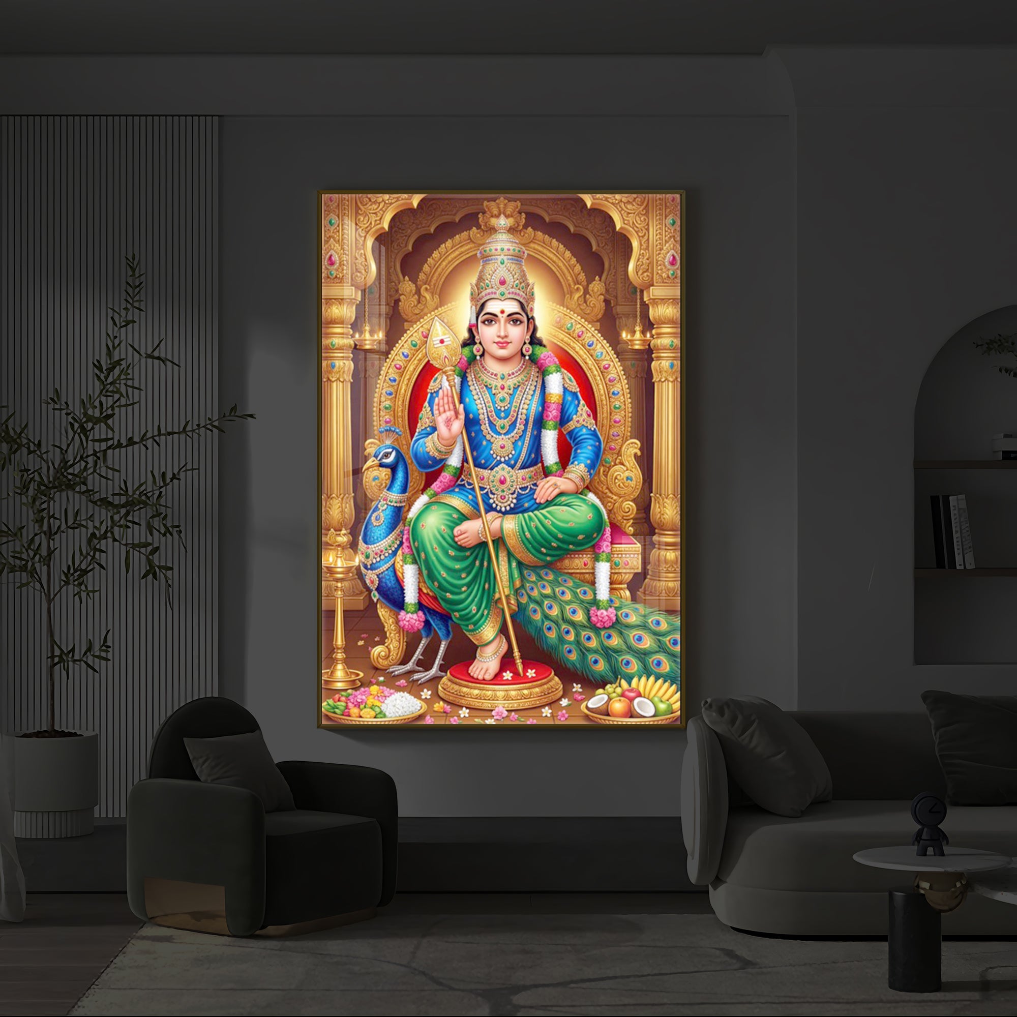 Murugan Bhagwan Modern Luxury Backlight Vertical Wall Art