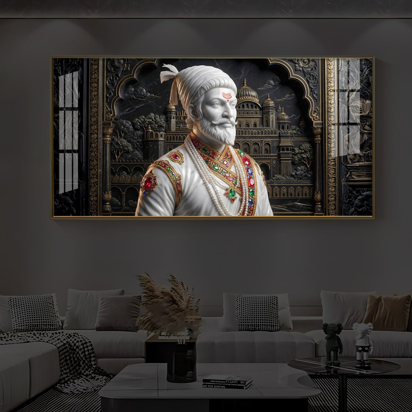 Veer Chhatrapati Shivaji Maharaj Modern Luxury Backlight Horizontal Wall Art