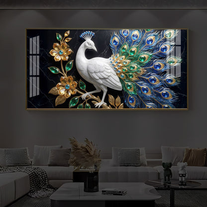 Peacock Modern Luxury Backlight Horizontal Wall Art