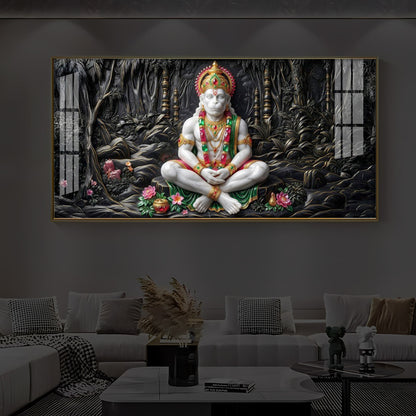 Lord Hanuman Modern Luxury Backlight Horizontal Wall Art