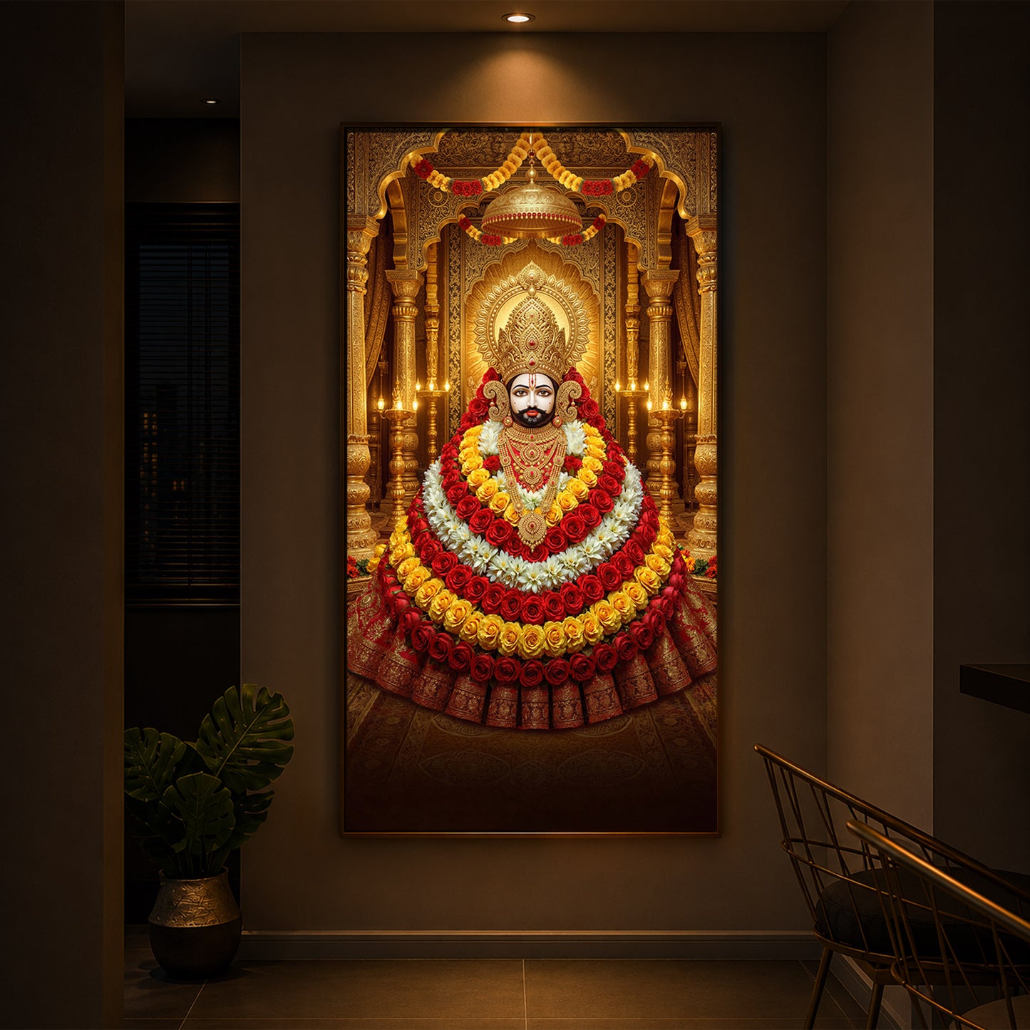 Khatu Shyam Baba Modern Luxury Backlight Vertical Wall Art