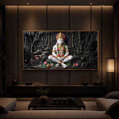 Lord Hanuman Modern Luxury Backlight Horizontal Wall Art