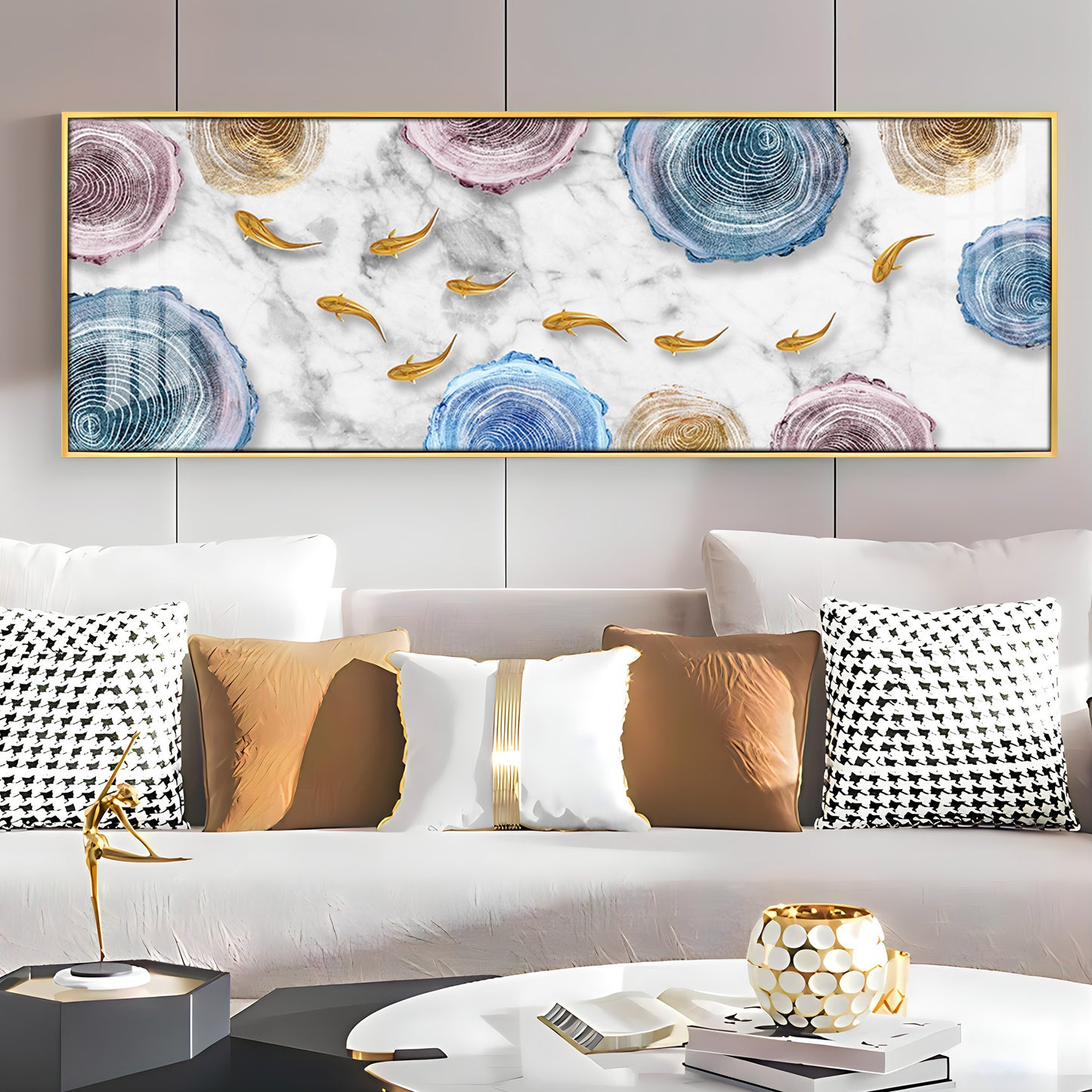 Fish With Abstract Circular Premium Acrylic Horizontal Wall Art