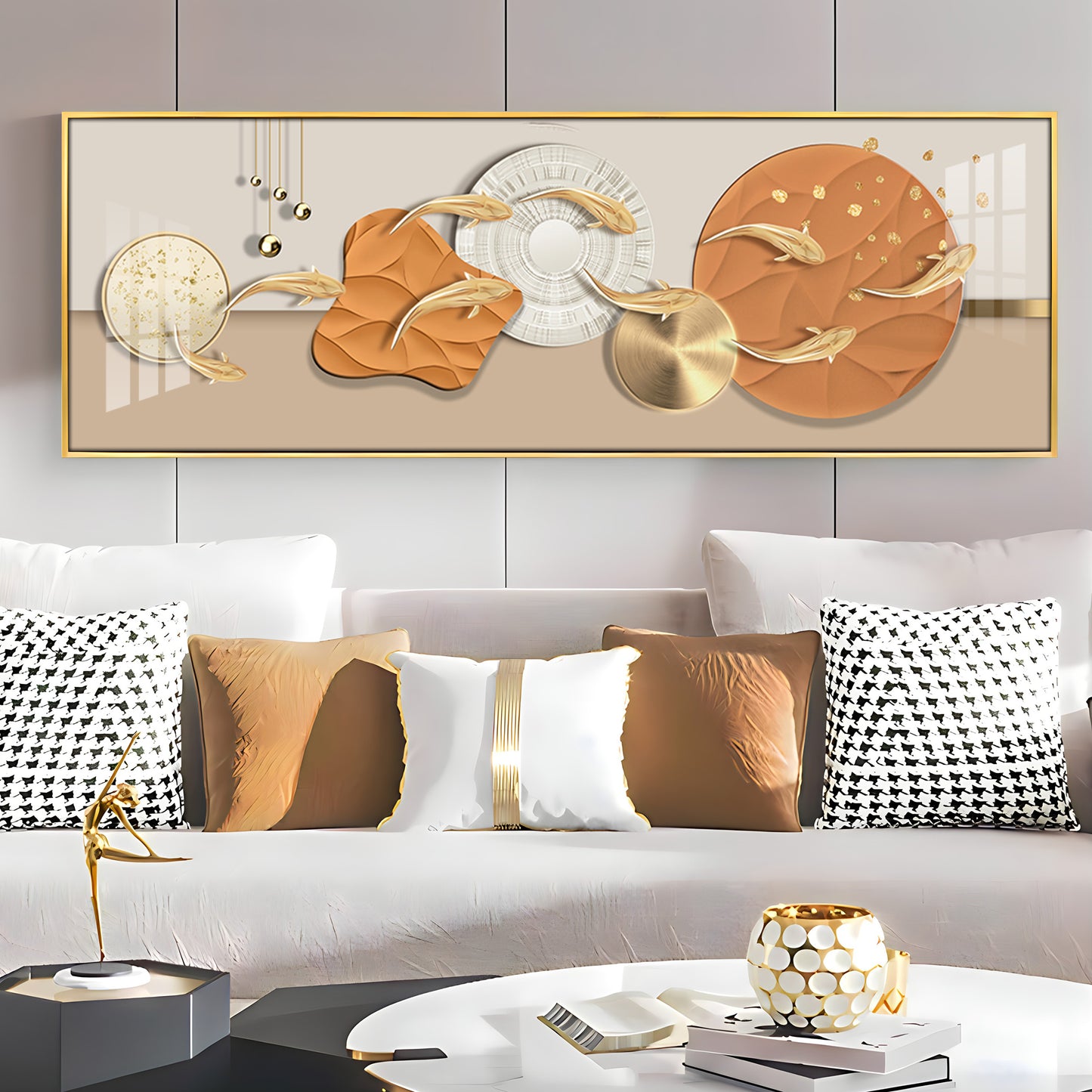 Radiant Gold Fish Premium Acrylic Horizontal Wall Art