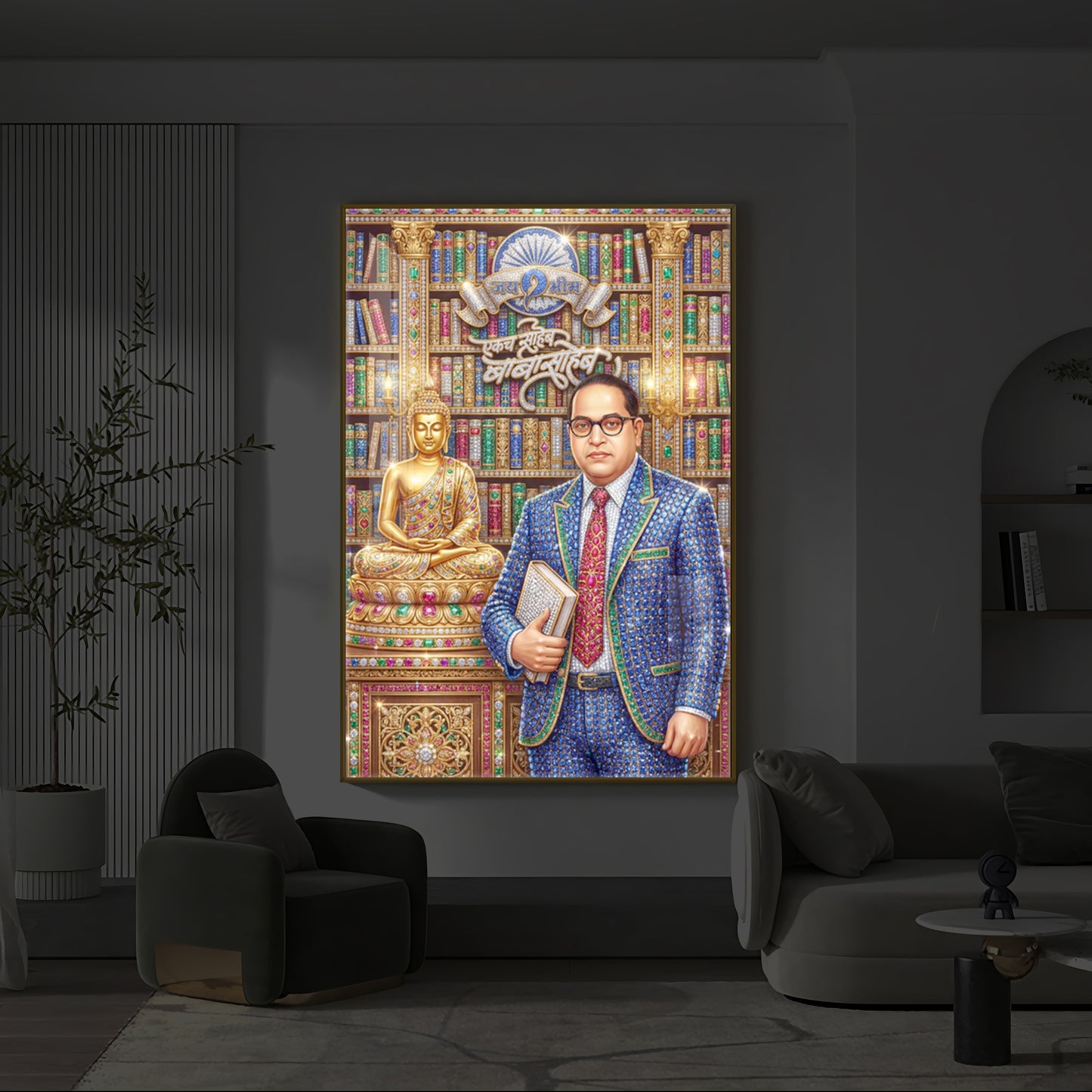 Dr. Bhimrao Ambedkar Ji Modern Luxury Backlight Vertical Wall Art