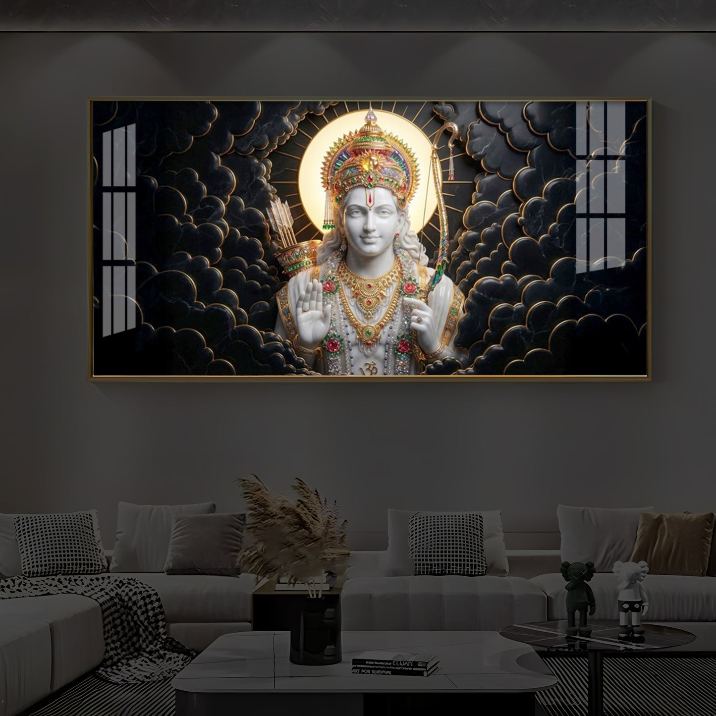 Lord Ram Modern Luxury Backlight Horizontal Wall Art