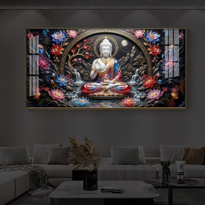 Colorful Buddha Modern Luxury Backlight Horizontal Wall Art