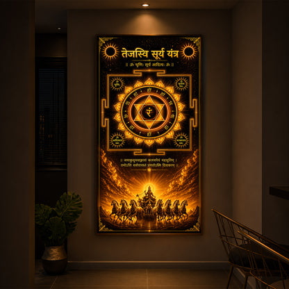 Tejasvi Surya Yantra Modern Luxury Backlight Vertical Wall Art