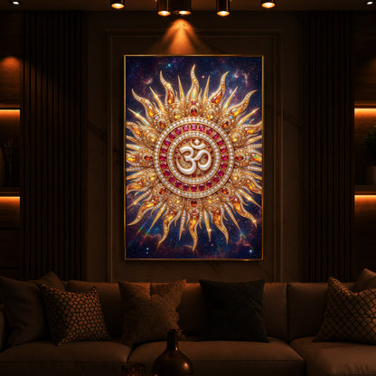 Spiritual White Om Modern Luxury Backlight Vertical Wall Art