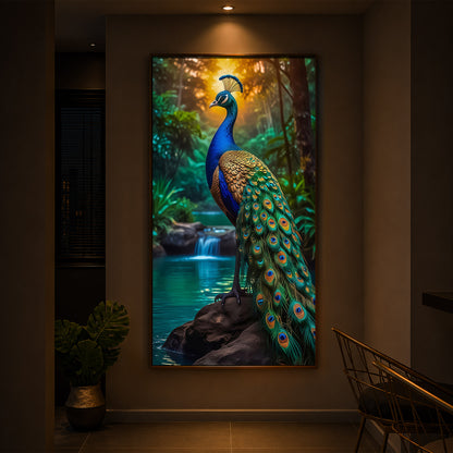 The Peacock Modern Luxury Backlight Vertical Wall Art