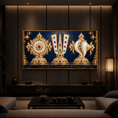 Divine Balaji Symbols Modern Luxury Backlight Horizontal Wall Art