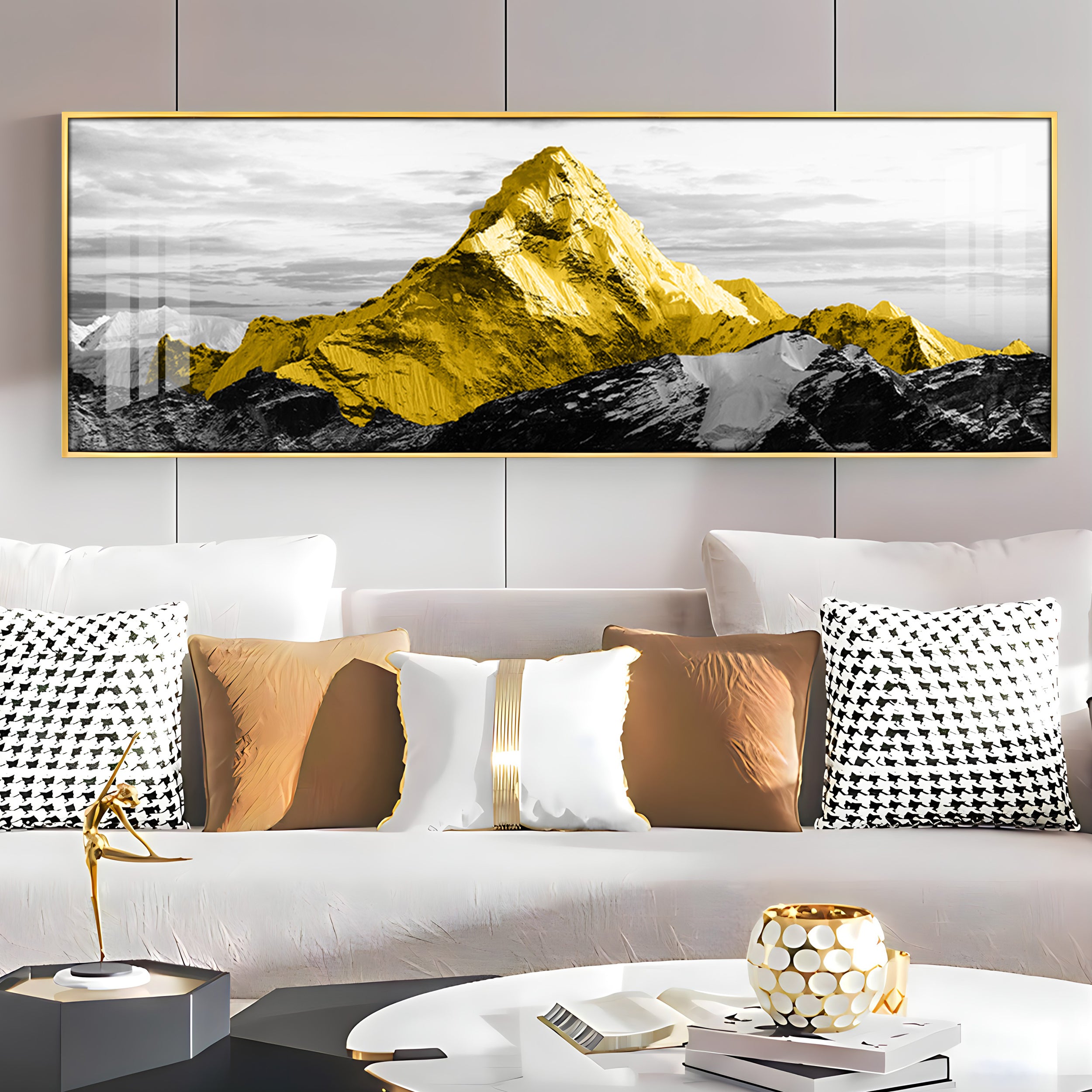 Elegant Yellow Mountains Premium Acrylic Horizontal Wall Art