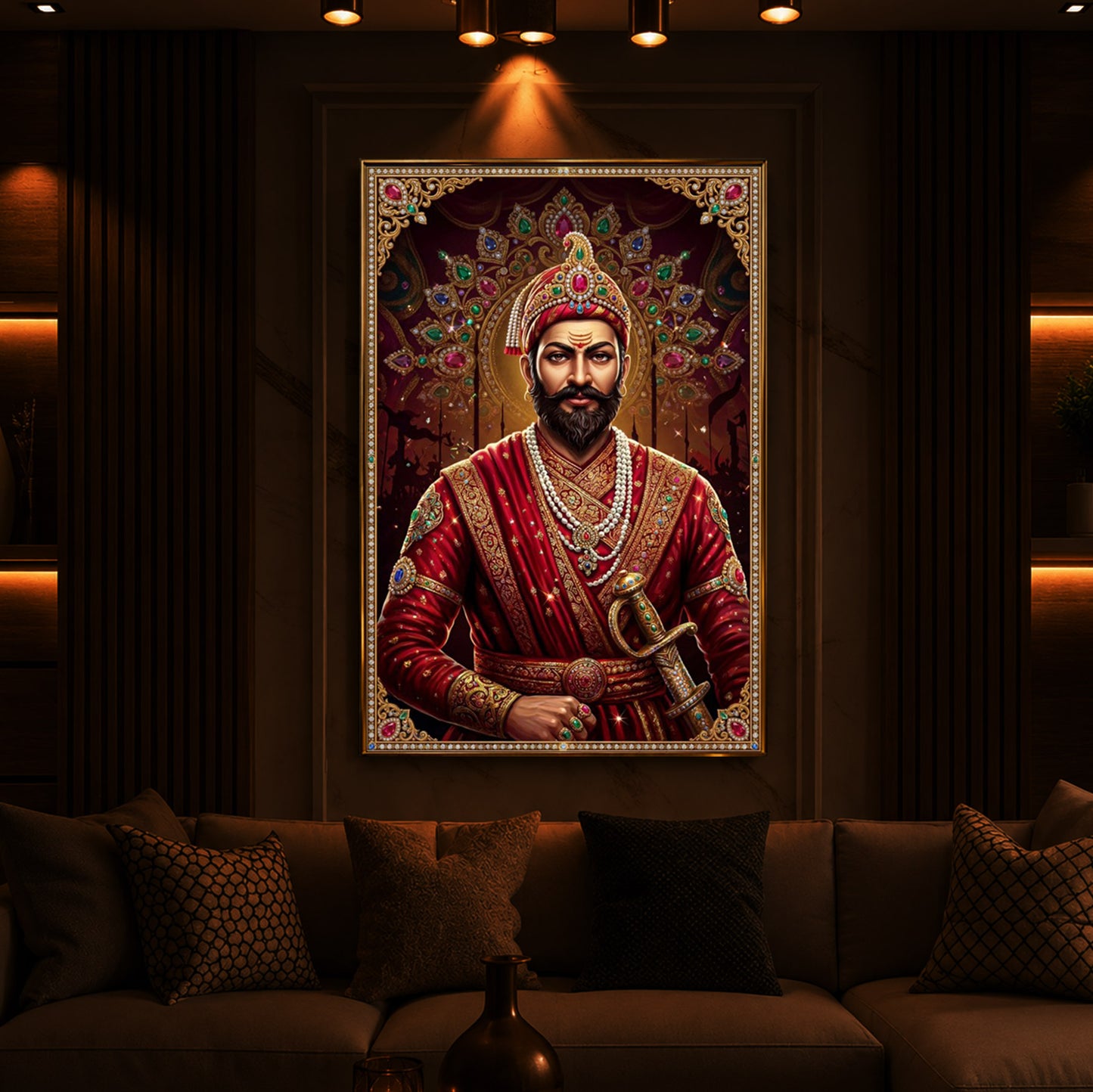Chhatrapati Shivaji Maharaj  Modern Luxury Backlight Vertical Wall Art