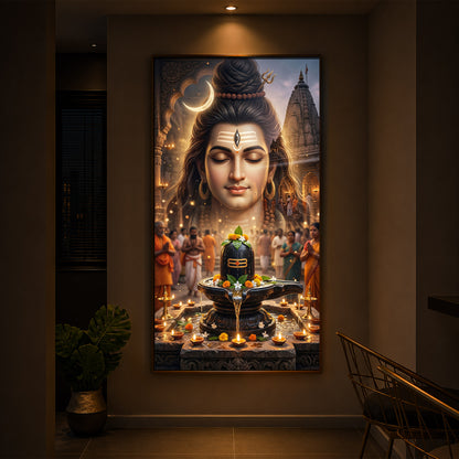 Lord Shiva Modern Luxury Backlight Vertical Wall Art