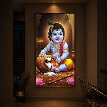 Bal Krishna Modern Luxury Backlight Vertical Wall Art