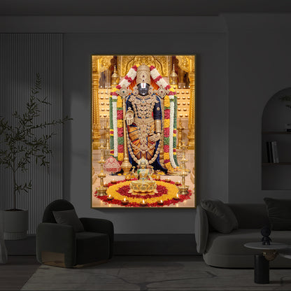 Tirupati Balaji Modern Luxury Backlight Vertical Wall Art