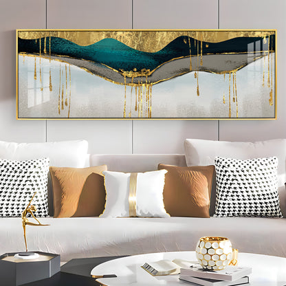 Golden Geomorphic Abstract Premium Acrylic Horizontal Wall Art