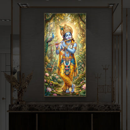 Loving Krishna Modern Luxury Backlight Vertical Wall Art