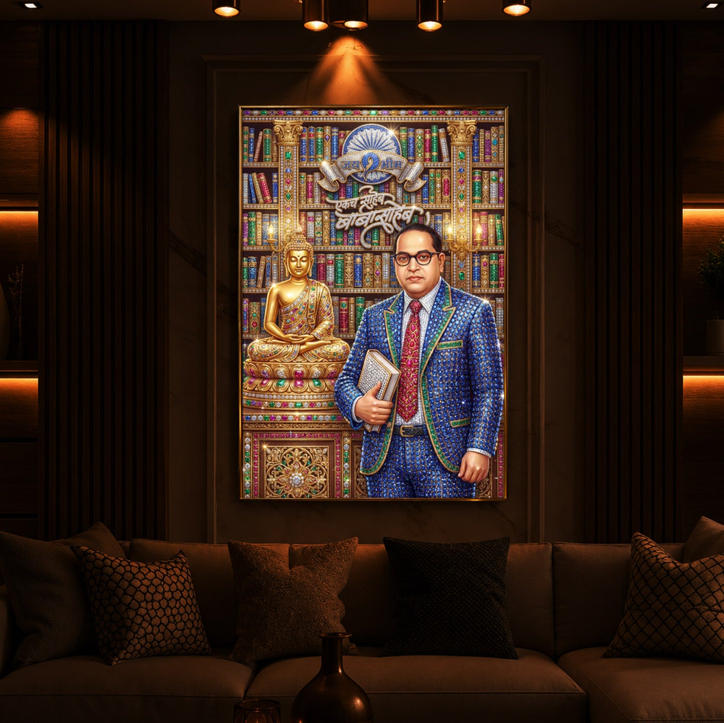 Dr. Bhimrao Ambedkar Ji Modern Luxury Backlight Vertical Wall Art