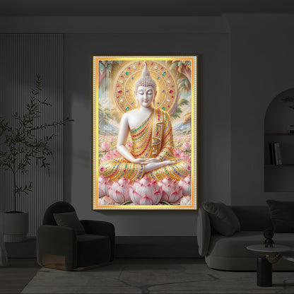 Divine Buddha Harmony Modern Luxury Backlight Vertical Wall Art