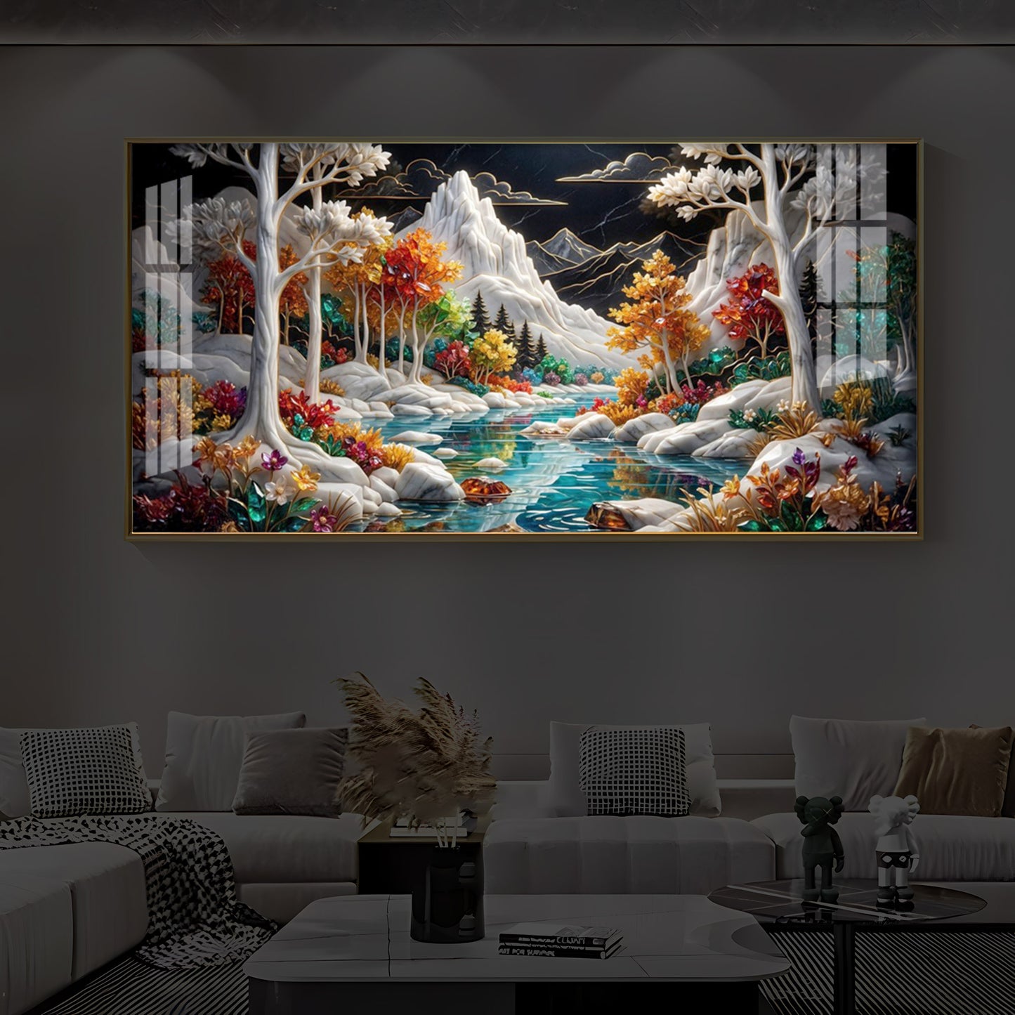 Mountain Serenity Modern Luxury Backlight Horizontal Wall Art