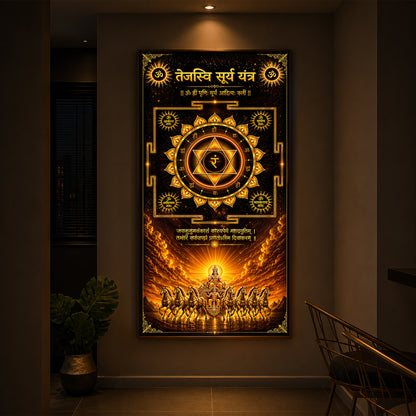 Tejasvi Surya Yantra Modern Luxury Backlight Vertical Wall Art
