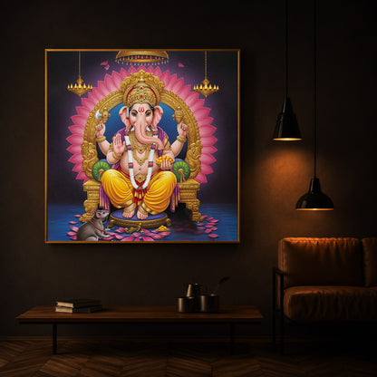 Divine Ganesh JI Modern Luxury Backlight Square Wall Art