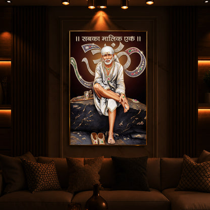 Shirdi Sai Baba Modern Luxury Backlight Vertical Wall Art