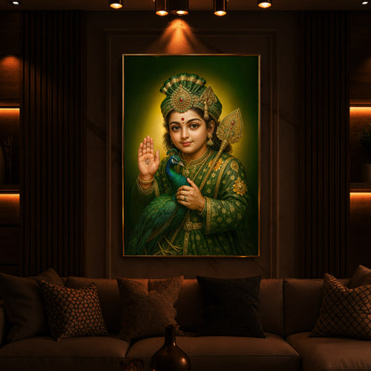 Divine Lord Murugan Modern Luxury Backlight Vertical Wall Art