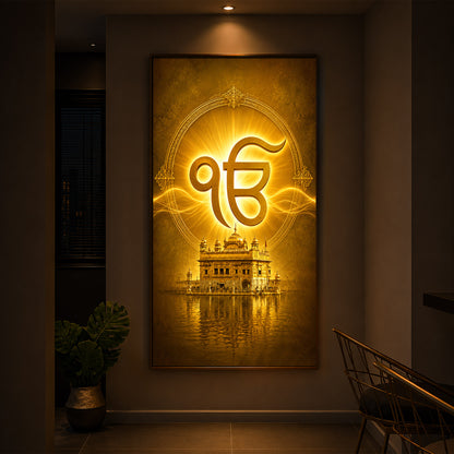 Ik Onkar Modern Luxury Backlight Vertical Wall Art