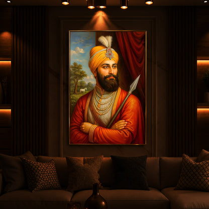 Prestigious Guru Gobind Singh Ji Modern Luxury Backlight Vertical Wall Art
