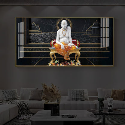 Swami Samarth Maharaj Modern Luxury Backlight Horizontal Wall Art