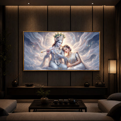 Krishna Radha Modern Luxury Backlight Horizontal Wall Art