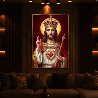 Holy God Christ The King Jesus Modern Luxury Backlight Vertical Wall Art
