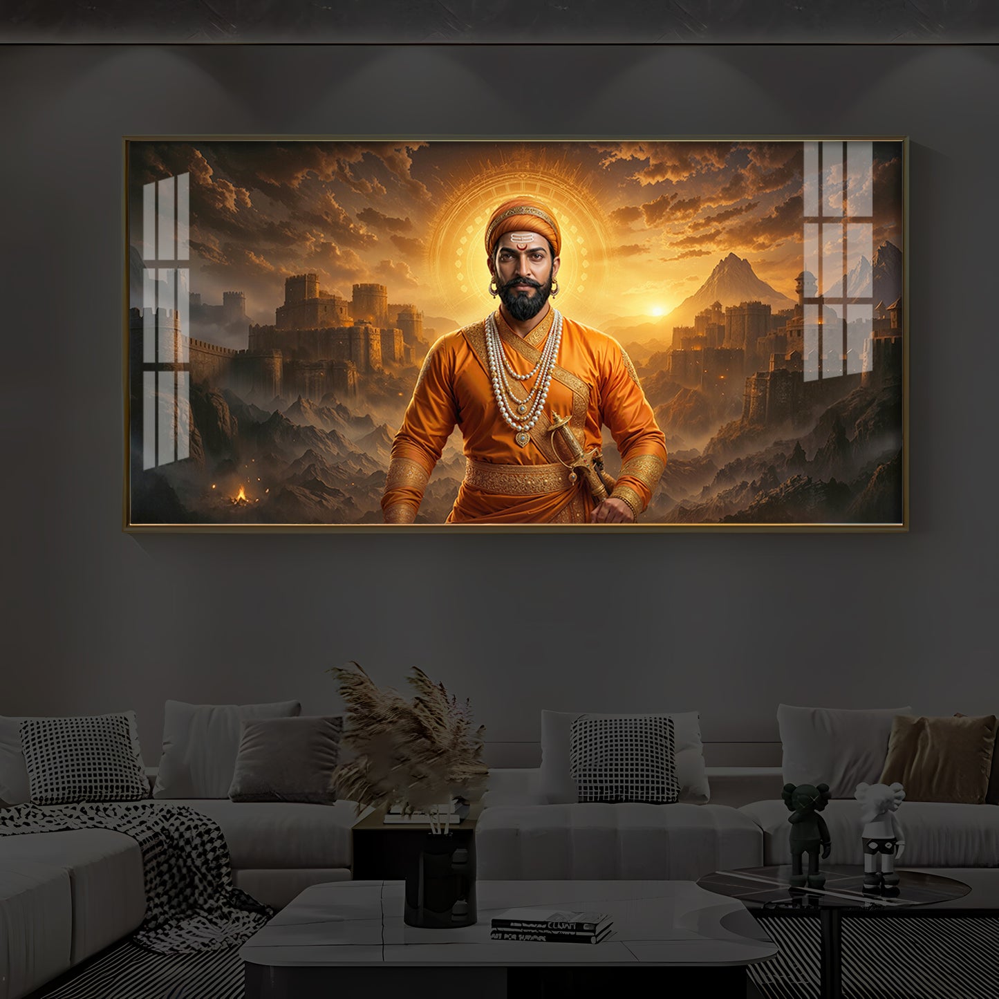 Chhatrapati Shivaji Maharaj Modern Luxury Backlight Horizontal Wall Art