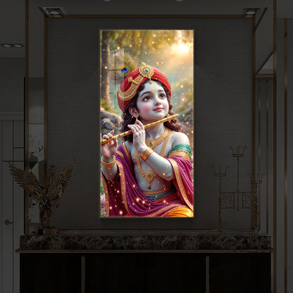 Divine Glow Krishna Modern Luxury Backlight Vertical Wall Art