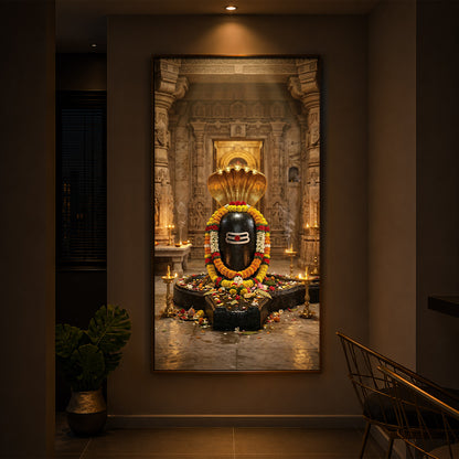 Shree Somnath Jyotirlinga Modern Luxury Backlight Vertical Wall Art